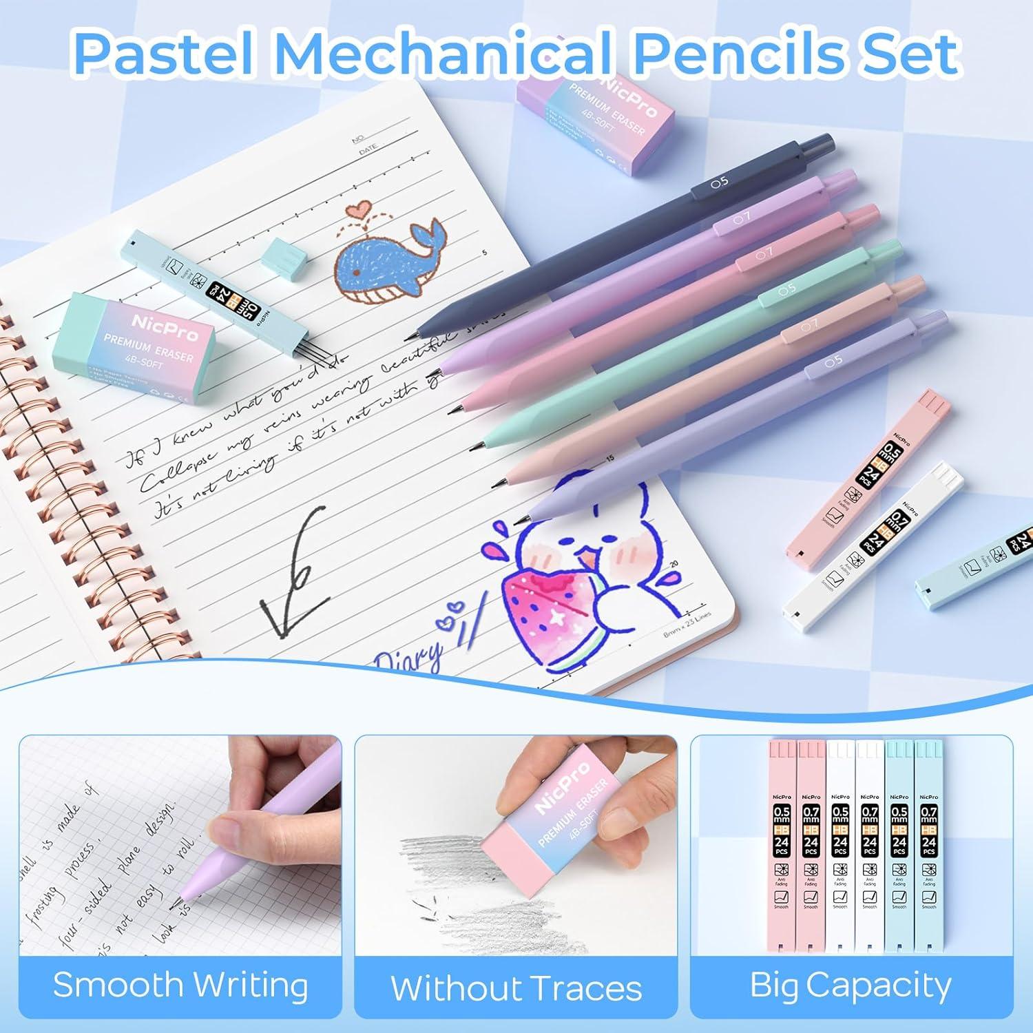 imageNicpro 50PCS Cute Spiral Notebook Stationary Set For Women Bible Journal Set 3PCS A5 Spiral Notebook Gel Pens Sticky Notes ampamp Tabs Gift Box Mechanical Pencils for Study Aesthetic School Supplies