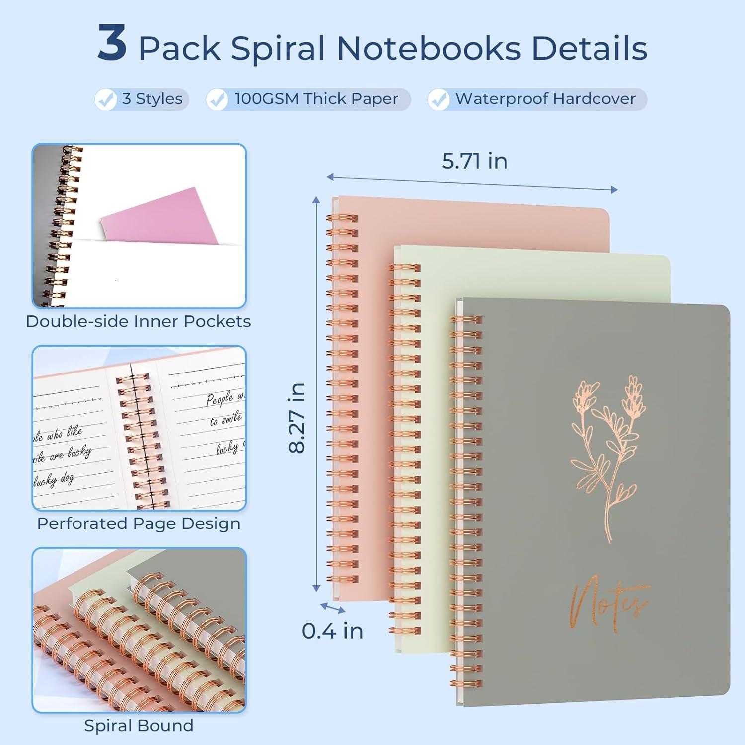 imageNicpro 50PCS Cute Spiral Notebook Stationary Set For Women Bible Journal Set 3PCS A5 Spiral Notebook Gel Pens Sticky Notes ampamp Tabs Gift Box Mechanical Pencils for Study Aesthetic School Supplies