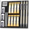 imageNicpro 4 Pack Blocky Gear 03 05 07 09 mm Metal Mechanical Pencils Set with Case Lead Drafting Pencil with 8 Tube Lead RefillsHB 2B Erasers Eraser Refills for Art Writing Sketching Drawing09mm