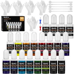 imageNicpro Resin Alcohol Ink Set 20 Colors 5 White Concentrated Dye Liquid AlcoholBased Pigment for Epoxy Resin Paint Craft DIY Tumbler Molds ampamp Jewelry Making