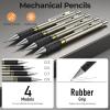 imageNicpro 37PCS Art Mechanical Pencil Set 4PCS Metal Drafting Pencil 03mm 05 mm 07 mm 09 mm ampamp 2PCS 2mm Lead Holder 6B 4B 2B HB 2H 4H Colors For Sketching Drawing With 23 Tube Lead Refills CaseGold