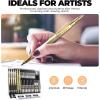 imageNicpro 37PCS Art Mechanical Pencil Set 4PCS Metal Drafting Pencil 03mm 05 mm 07 mm 09 mm ampamp 2PCS 2mm Lead Holder 6B 4B 2B HB 2H 4H Colors For Sketching Drawing With 23 Tube Lead Refills CaseGold