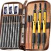 imageNicpro 13mm Mechanical Pencil Set in Leather Bag with Waterproof Field Notebooks 3PCS Metal Heavy Duty Carpenter Pencil with Lead Refill ampamp Eraser for Outdoor Journal Travel Drafting DrawingYellow