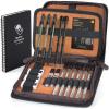 imageNicpro 13mm Mechanical Pencil Set in Leather Bag with Waterproof Field Notebooks 3PCS Metal Heavy Duty Carpenter Pencil with Lead Refill ampamp Eraser for Outdoor Journal Travel Drafting DrawingMulticolor with Notebook