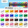 imageNicpro 18 Colors Fabric Paint 2oz60ml Permanent Soft Fabric Paint Set with Brushes Palette Stencils NonToxic Textile Paint for Fabric DIY Crafts TShirts Shoes Jeans Bags Furniture Art24 Colors