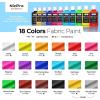 imageNicpro 18 Colors Fabric Paint 2oz60ml Permanent Soft Fabric Paint Set with Brushes Palette Stencils NonToxic Textile Paint for Fabric DIY Crafts TShirts Shoes Jeans Bags Furniture Art18 Colos
