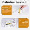 imageNicpro 22 PCS Compass Geometry Tools with Case Drafting Tools Geometry Set with Swing Arm Protractor Rulers Metal Compass Divider Square Set Pencil Back to School Supplies for Students Kids