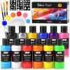 imageNicpro 18 Colors Fabric Paint 2oz60ml Permanent Soft Fabric Paint Set with Brushes Palette Stencils NonToxic Textile Paint for Fabric DIY Crafts TShirts Shoes Jeans Bags Furniture Art12 Colors