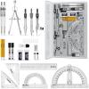 imageNicpro 22 PCS Compass Geometry Tools with Case Drafting Tools Geometry Set with Swing Arm Protractor Rulers Metal Compass Divider Square Set Pencil Back to School Supplies for Students Kids