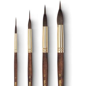 imageNicpro 4 PCS Professional Watercolor Brushes Extended Needle Point Brushes Set Synthetic Fine Tip Liner Brush with Sable Body for Fine Detailing  Watercolor Acrylic Gouache Inks Painting Miniatures4 PCS