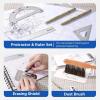 image:imageNicpro 30PCS Professional Drafting Tools amp Geometry Set with Case Architect Protractor Set Metal Mechanical Pencils Pen Scale Ruler Metal Ruler 5 Drawing Templates for Interior Design House Plan21 PCS