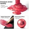 image:imageNicpro Metallic Brass Acrylic Paint 845oz250ml Large Brass Leaf Paint Non Toxic Non Fading Craft Paints for Metal Wood Clay Fabric Canvas Furniture Handcrafts Art SuppliesMetallic Red