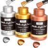 image:imageNicpro Metallic Gold Acrylic Paint 4oz120ml Gold Leaf Paint Non Toxic Non Fading Craft Paints for Metal Wood Clay Fabric Canvas Furniture Handcrafts Art SuppliesGold  Silver  Copper