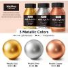image:imageNicpro Metallic Gold Acrylic Paint 4oz120ml Gold Leaf Paint Non Toxic Non Fading Craft Paints for Metal Wood Clay Fabric Canvas Furniture Handcrafts Art SuppliesGold  Silver  Copper