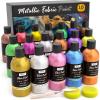 image:imageNicpro Metallic Gold Fabric Paint 845 Fl Oz Permanent Soft Fabric Paint for Clothes NonToxic Gold Leaf Textile Paint for Fabric Furniture Upholstery Tshirts Shoes18 colors