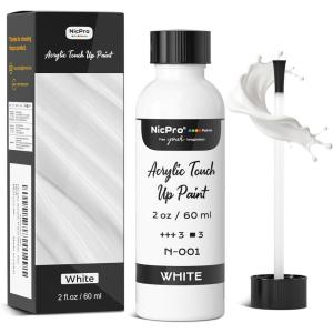 image:imageNicpro Silver Leaf Paint  2oz60ml Metallic Silver Acrylic Paint WaterBased Non Toxic Non Fading Touch Up Paints for Crafts Metal Wood Clay Fabric Canvas Furniture Handcrafts Art SuppliesWhite