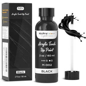image:imageNicpro Silver Leaf Paint  2oz60ml Metallic Silver Acrylic Paint WaterBased Non Toxic Non Fading Touch Up Paints for Crafts Metal Wood Clay Fabric Canvas Furniture Handcrafts Art SuppliesBlack