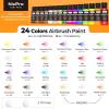 image:imageNicpro Black Large Airbrush Paint amp 24 Colors Airbrush Paint 2 oz 60 ml with 2 Thinner