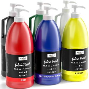 image:imageNicpro 12 Colors Fabric Paint 2 oz 60 ml Fabric Paint for Clothes Permanent Rich Pigment NonToxic Clothing Paint for DIY Tshirts Jeans Crafts Refresh Furniture Upholstery6 Colors