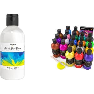 image:imageNicpro 845oz Airbrush Thinner and 20 Colors Metallic Acrylic Paint Set