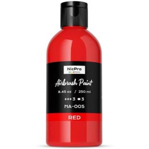 image:imageNicpro Black Large Airbrush Paint 845 oz 250 ml Ready to Spray Opaque WaterBased Acrylic Air Brush Paints for Model Wood Canvas Metal Plastic Leather for Beginners amp ArtistsRed