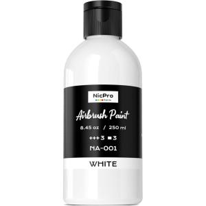 image:imageNicpro Black Large Airbrush Paint 845 oz 250 ml Ready to Spray Opaque WaterBased Acrylic Air Brush Paints for Model Wood Canvas Metal Plastic Leather for Beginners amp ArtistsWhite