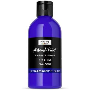 image:imageNicpro Black Large Airbrush Paint 845 oz 250 ml Ready to Spray Opaque WaterBased Acrylic Air Brush Paints for Model Wood Canvas Metal Plastic Leather for Beginners amp ArtistsBlue
