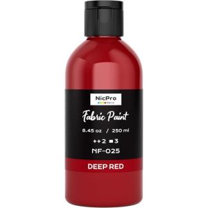 image:imageNicpro Red Fabric Paint 4 oz 120 ml Fabric Paint for Clothes Permanent Rich Pigment NonToxic Soft Clothing Paint for DIY Tshirts Jeans Crafts Refresh Furniture UpholsteryDark Red