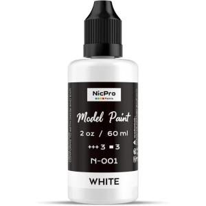 image:imageNicpro White Large Model Paint2oz 60ml Ready to Use Modeling Acrylic Paints Brush amp Airbrush Compatible NonToxic Miniature Paint for Beginners amp Professionals on Models Scale Figures CraftsWhite