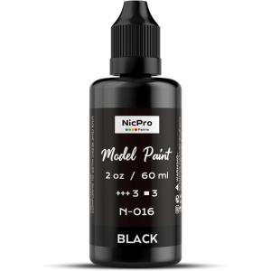 image:imageNicpro White Large Model Paint2oz 60ml Ready to Use Modeling Acrylic Paints Brush amp Airbrush Compatible NonToxic Miniature Paint for Beginners amp Professionals on Models Scale Figures CraftsBlack