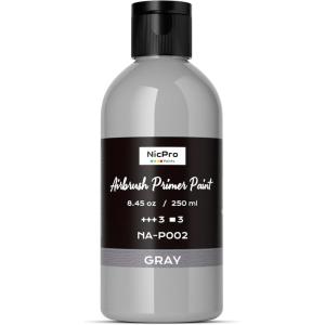 image:imageNicpro White Surface Primer Airbrush Paint 84oz 250 ml Matte Finish Ready To Spray Air Brush WaterBased Acrylic Primer for Beginners amp Artists Priming Plastic Models Miniatures Figures CraftGrey