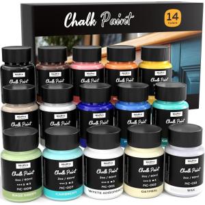 image:imageNicpro 8 Colors Chalk Paint for Furniture 169 oz 500ml Ultra Matte Finish Acrylic Craft Paint NonToxic Chalk Furniture Paints for Wood Metal Cabinets Home Decor with Liquid Wax Color Wheel14 colors