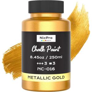 image:imageNicpro AllinOne Sage Green Chalk Paint for Furniture 845 oz 250ml Matte Finish Chalk Paint BuiltIn Primer amp Top Coat Milk Paint NonToxic Furniture Paint for Wood Metal Home DecorGold