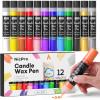 image:imageNicpro Candle Wax Pen 24 Colors 3D Candle Paint Include Glitter Silver Gold Safe DIY Candle Making amp Painting Kit Dry Fast Vibrant Colors Wax Paint for Birthday Holidays Wedding Party 1 oz 30 ml12 Colors
