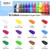 image:imageNicpro 8 Colors Washable Finger Paint Set for Toddlers 4 oz NonToxic amp Baby Safe Paint for Hand and Feet Mess Free Finger Painting Art Supplies for Kids Age 13 4 5 6 Preschool Learning Gifts12 Colors