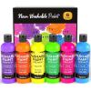 image:imageNicpro 6 Colors Fluorescent Large Washable Paint Set for Kid 169 oz Glow in the Black Light Non Toxic Neon Tempera Paints for Art Craft DIY Poster amp Finger Paint School Home Classroom Party4 Fl Oz Pack of 6