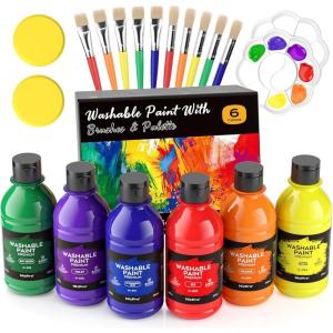 image:imageNicpro 12 Colors Washable Finger Paint Set for Toddlers 2 oz Non Toxic amp Baby Safe Kids Paint with Paint Cups amp Toddler Paintbrushes Mess Free Art Supplies for Children Age 3 4 5 6 Preschool Learning amp Classroom Gifts6 Colors