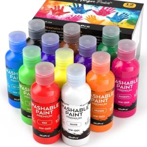 image:imageNicpro 8 Colors Washable Finger Paint Set for Toddlers 4 oz NonToxic amp Baby Safe Paint for Hand and Feet Mess Free Finger Painting Art Supplies for Kids Age 13 4 5 6 Preschool Learning Gifts12 Colors