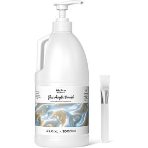 image:imageNicpro Gloss Varnish for Acrylic Painting 845oz NonYellowing NonToxic AntiCrazing Clear Acrylic Varnish for Pro Artist Hobby Painter on Canvas Artwork Acrylics Paint Wood High Gloss FinishVarnish1000ml