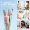 image:imageNicpro 21PCS Fine Detail Paint Brush Drybrush Set Aesthetic Pastel Fine Tip Miniature Paint Brushes for Acrylic Oil Watercolor Crafts 40K Models Miniatures Rock Painting Paint by Numbers10 PCS