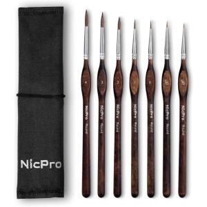 image:imageNicpro 16 PCS Kolinsky Sable Miniature Paint Brushes Dry Brush Professional Model Paint Brush Set with Cloth Roll Fine Detail Artist Brush Set for Miniatures Acrylic amp Figures Model Watercolor7 PCS