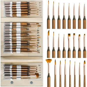 image:imageNicpro 24 PCS Extreme Miniature Paint Brushes Fine Tip Micro Model Detail Paint Brush Set with Handbag for Acrylic Watercolor Oil Paint by Numbers Craft Models Miniatures24 PCS