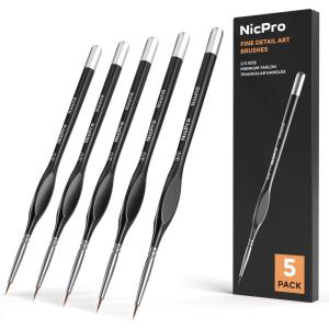 image:imageNicpro Miniature Paint Brushes  10PCS Model Paint Brush Set for Acrylic Oil Watercolor Micro Detail Paint Brushes for Model Miniature Art Painting Fine Detailing Paint by Numbers CraftBlack