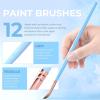 image:imageNicpro 12PCS Artist Paint Brush Set Craft Paint Brushes for Acrylic Painting Oil Watercolor Gouache Tempera Face Body Fabric Model Art Supplies Paintbrushes for Artists Beginners WoodMacaron