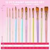 image:imageNicpro 12PCS Artist Paint Brush Set Craft Paint Brushes for Acrylic Painting Oil Watercolor Gouache Tempera Face Body Fabric Model Art Supplies Paintbrushes for Artists Beginners WoodMacaron
