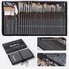 image:imageNicpro 32pcs Paint Brush Set Professional Paintbrushes with Paint Spatula and Cloth Roll Case Craft Paint Brushes for Acrylic Painting Oil Watercolor Gouache Art Supplies for Artists BeginnersBrown