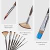 image:imageNicpro 32pcs Paint Brush Set Professional Paintbrushes with Paint Spatula and Cloth Roll Case Craft Paint Brushes for Acrylic Painting Oil Watercolor Gouache Art Supplies for Artists BeginnersBrown