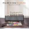 image:imageNicpro 32pcs Paint Brush Set Professional Paintbrushes with Paint Spatula and Cloth Roll Case Craft Paint Brushes for Acrylic Painting Oil Watercolor Gouache Art Supplies for Artists BeginnersBrown