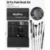 image:imageNicpro 36pcs Paint Brush Set Professional Paintbrushes with Palette Knife and Cloth Roll Suitable for Acrylic Painting Oil Watercolor Gouache Art Supplies for Artists amp Beginners Wooden ColorSilver