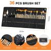 image:imageNicpro 36pcs Paint Brush Set Professional Paintbrushes with Palette Knife and Cloth Roll Suitable for Acrylic Painting Oil Watercolor Gouache Art Supplies for Artists amp Beginners Wooden ColorWooden